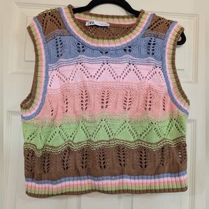 Zara Cropped Crochet Tank Top L (T11)